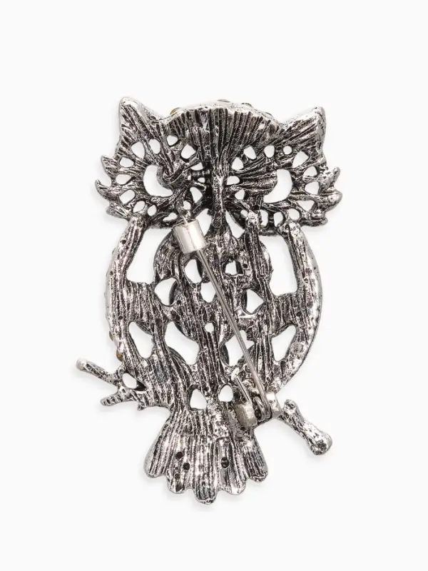 Брошь-кулон &laquo;Галиотис. Филин ночной&raquo;, зелёная в чернёном серебре