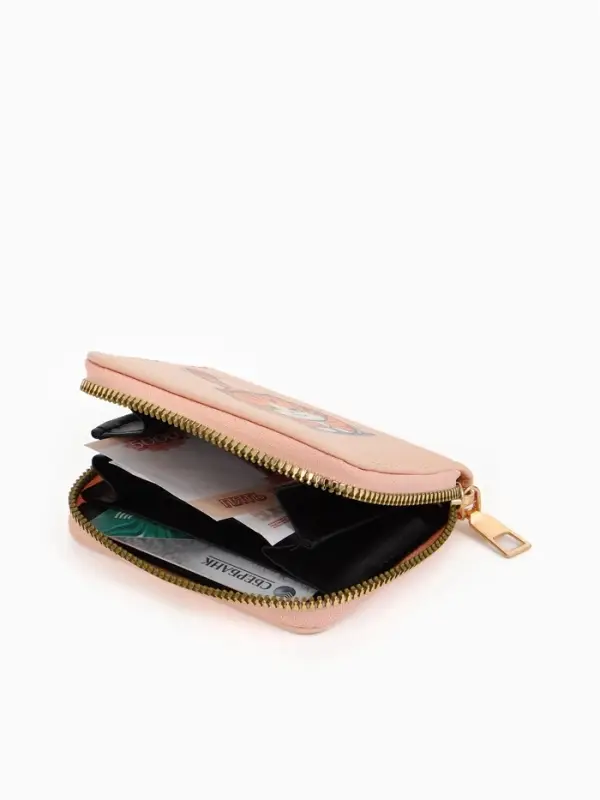 Кошелёк на молнии &laquo;Выбражулька&raquo;, 8.5&times;2.5&times;10.5 см, с принтом, оранжевый