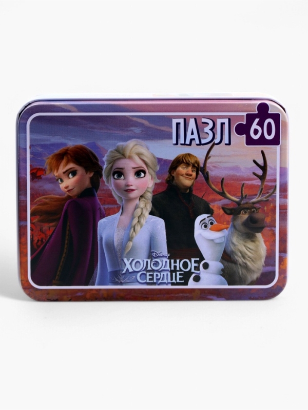 Пазл в металлической коробке Пазл в металлической коробке "Холодное сердце", 60 деталей