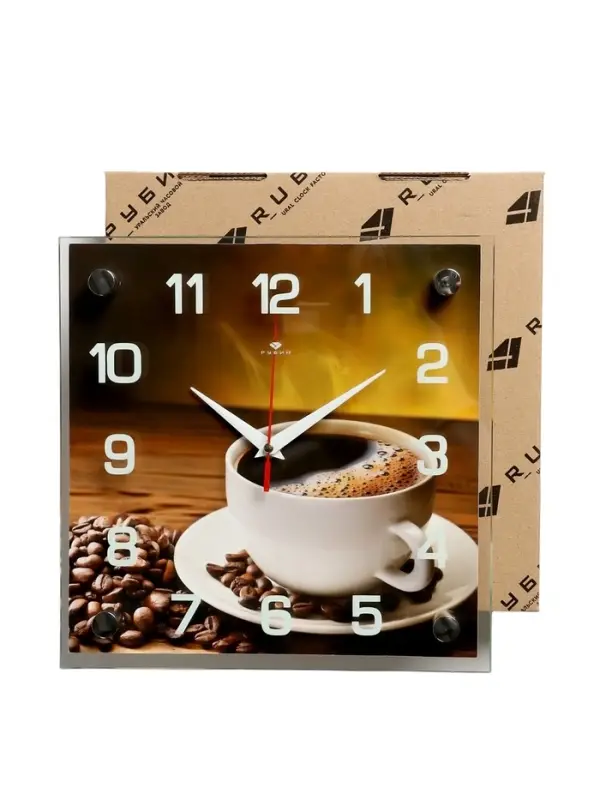 Часы настенные интерьерные &laquo;Кофе&raquo;, серия: Кухня, бесшумные, 25&times;25 см