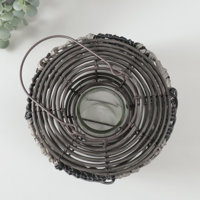 Подсвечник пластик на 1 свечу Подсвечник пластик на 1 свечу "Лист из лозы" чёрно-белый 11х22х18 см