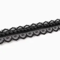 Рюш кружевной, с бусинами, 17 мм, 4.5&plusmn;0.5 м, чёрный