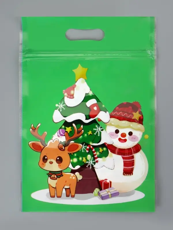 Пакет подарочный, с zip-lock застежкой,  Пакет подарочный, с zip-lock застежкой, "Снеговик и его друзья", 15х22см МИКС