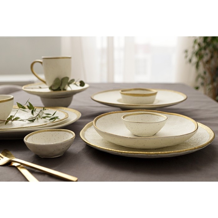 Тарелка фарфоровая обеденная Magistro Poursephona, d=27 см, цвет бежевый Тарелка фарфоровая обеденная Magistro Poursephona, d=27 см, цвет бежевый