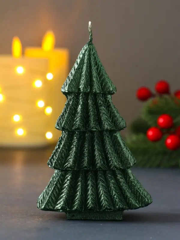 Свеча "Ёлка геометрия" 80*120 мм, лак, зеленая