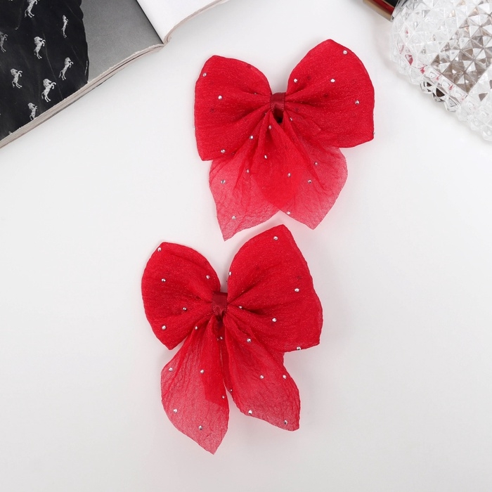 Зажим для волос  Зажим для волос "Марта" (набор 2 шт) стиль, 7,5 см, красный