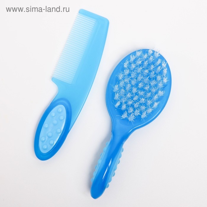 Набор по уходу за волосами, расческа+щетка, цвет голубой Набор по уходу за волосами, расческа+щетка, цвет голубой