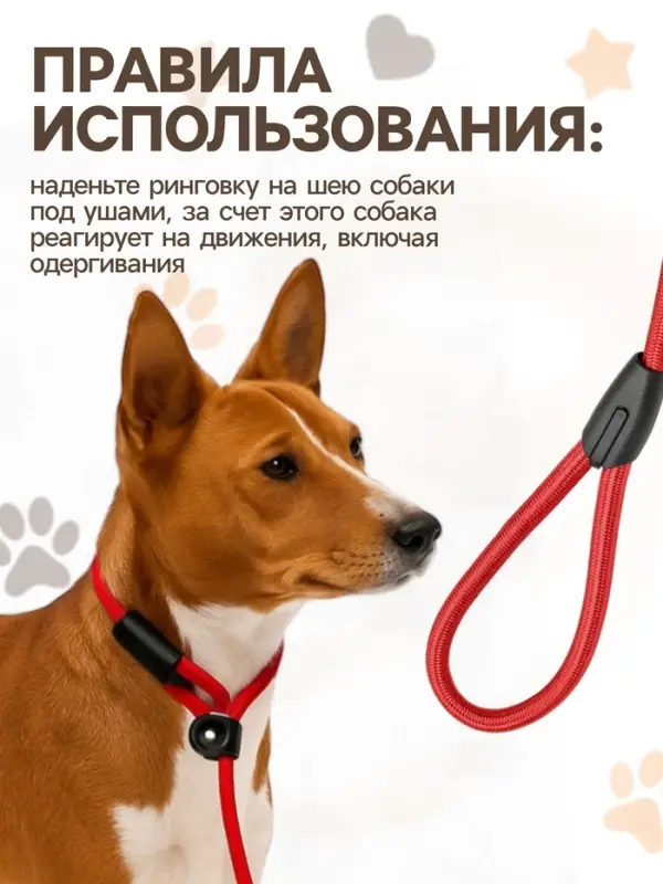 Ринговка для собак, 130&times;0.8 см, красная