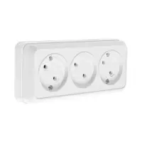 Розетка трехместная TANGO, 16 А, 250 В, IP 20, без заземления, огнеупорный ABS-пластик, белая 109815