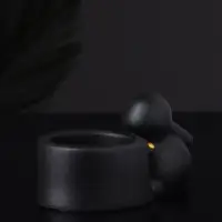 Подсвечник "Заяц с чашей" 8х6х4,  черный