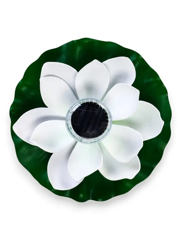 Садовый светильник для водоемов 28 х 28 х 9 см на солнечной бат-е Садовый светильник для водоемов 28 х 28 х 9 см на солнечной бат-е "Лотос" бел N011