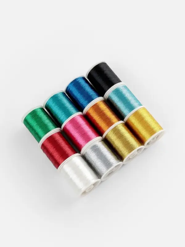 Нитки металлизированные, 91&plusmn;1 м, набор 12 шт., разноцветные