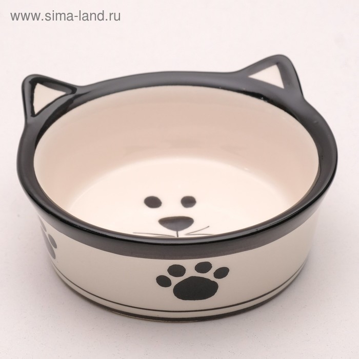 Миска керамическая  Миска керамическая "Подмигивающий кот" 200 мл  11 х 4,8 см, бело-черная,