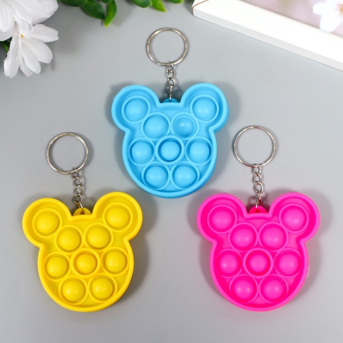 Брелок резина антистресс (бесконечная пупырка) Брелок резина антистресс (бесконечная пупырка) "Ушки" МИКС 7,1х7,9х1,3 см