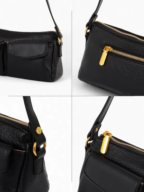 Сумка женская багет TEXTURA на молнии, 27&times;8&times;13 см, чёрная