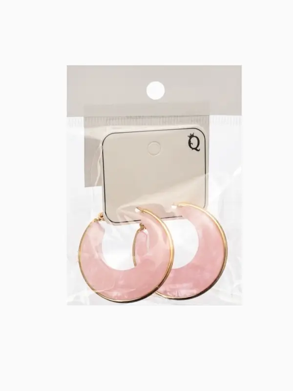 Серьги-кольца акрил Серьги-кольца акрил "Тренд", цвет розовый в золоте