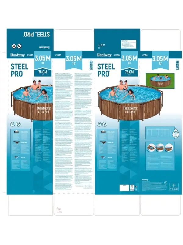 Бассейн каркасный Steel Pro, 305&times;76 см, круглый, цвет рейка, 561VP Bestway