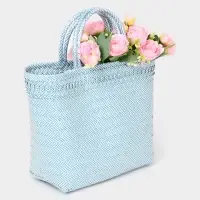 Сумка плетёная, 30&times;15&times;35 см, пластик, бело-голубая