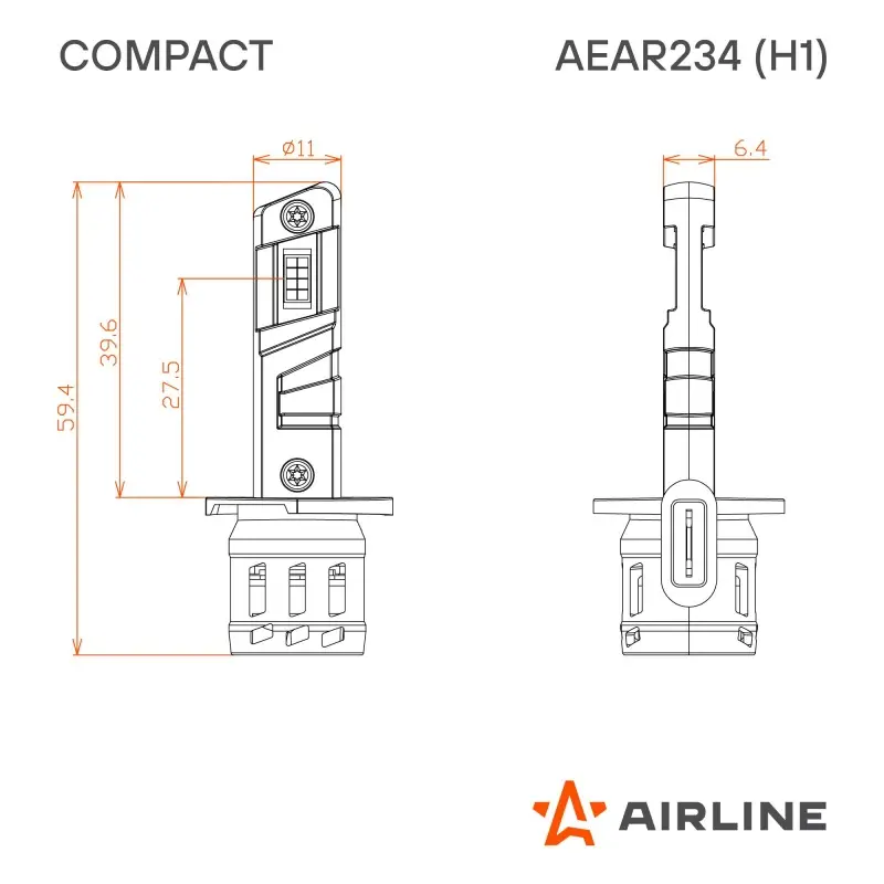 Лампа светодиод. H1 COMPACT, 23Вт, 5200Лм (2600Лм x 2), 6500К, 12В, кмпл. 2 шт.