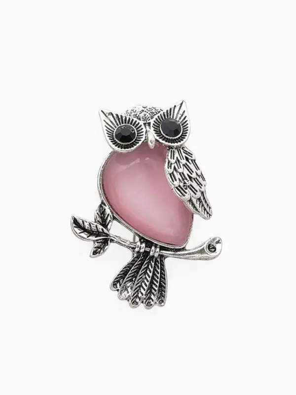 Брошь &laquo;Сова&raquo;, сиреневая в чернёном серебре