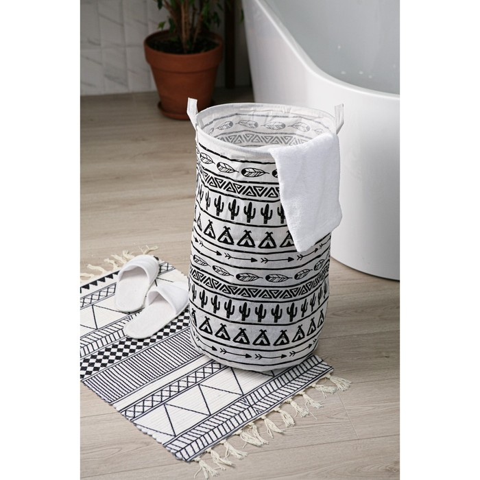 Коврик Доляна «Индиго», 47×80 см, цвет чёрно-белый