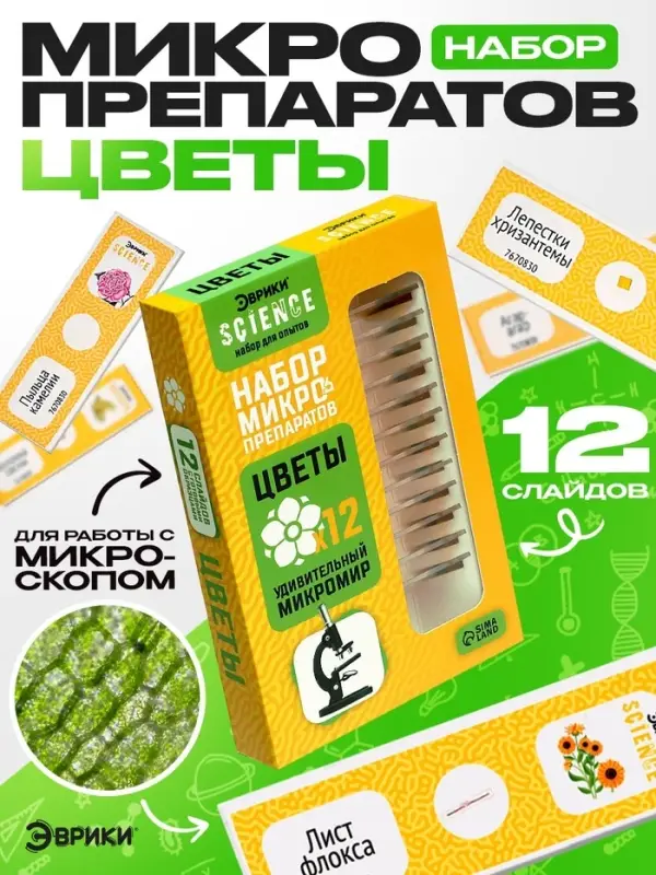 Набор для опытов &laquo;Набор микропрепаратов&raquo;, цветы