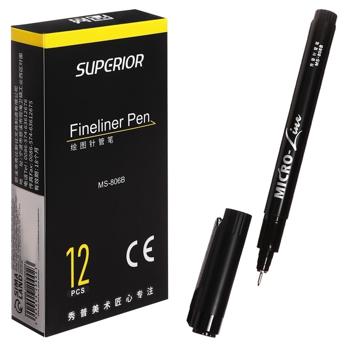 Маркер профессиональный линер черный, тонкая линия, 0.3мм Маркер профессиональный линер черный, тонкая линия, 0.3мм