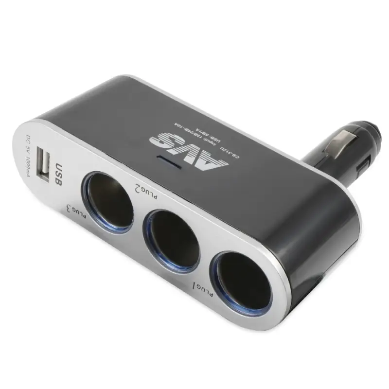 Разветвитель прикуривателя AVS 12/24 (на 3 выхода+USB) CS312U