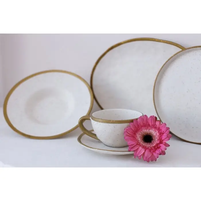 Чайная пара Magistro Poursephona, чашка 250 мл, блюдце d=16 см, фарфор, белая