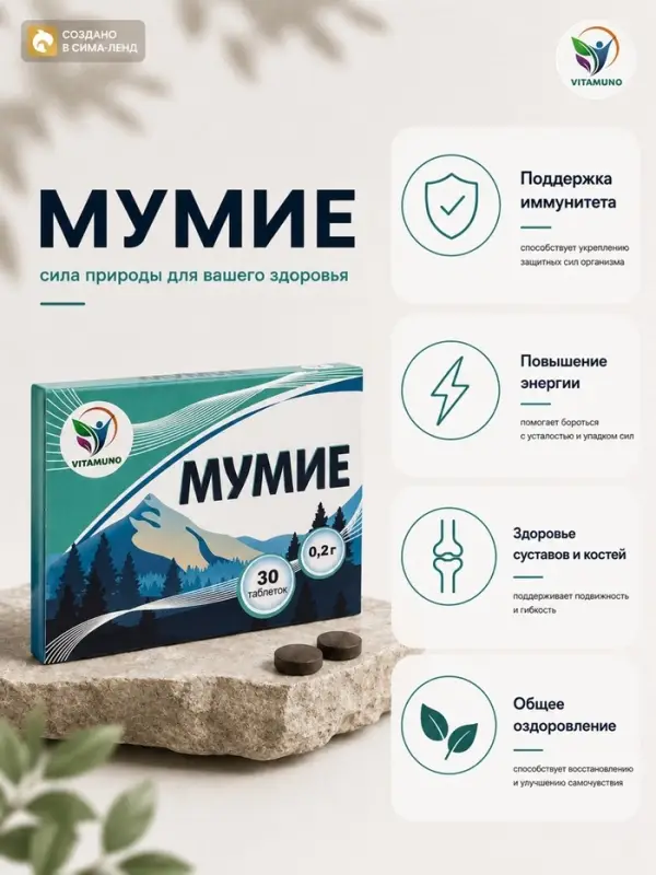 Мумие Vitamuno, 30 таблеток по 0.2 г