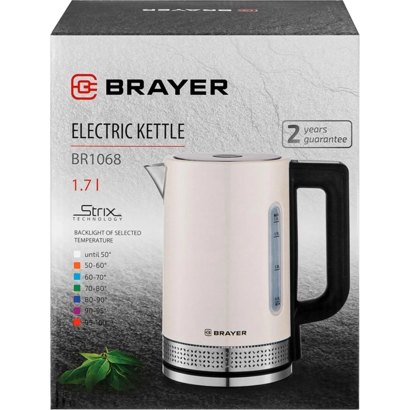 Чайник Brayer 1068BR,2200 Вт,1,7 л,STRIX, металл.корп,подсвет