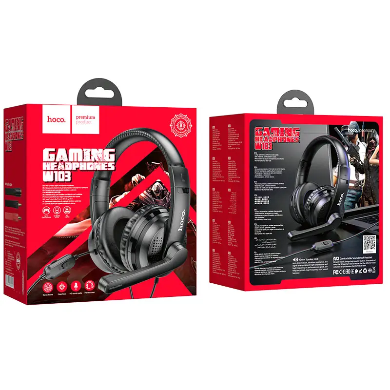 Наушники W103 Gaming headphones проводные HOCO черные Наушники W103 Gaming headphones проводные HOCO черные