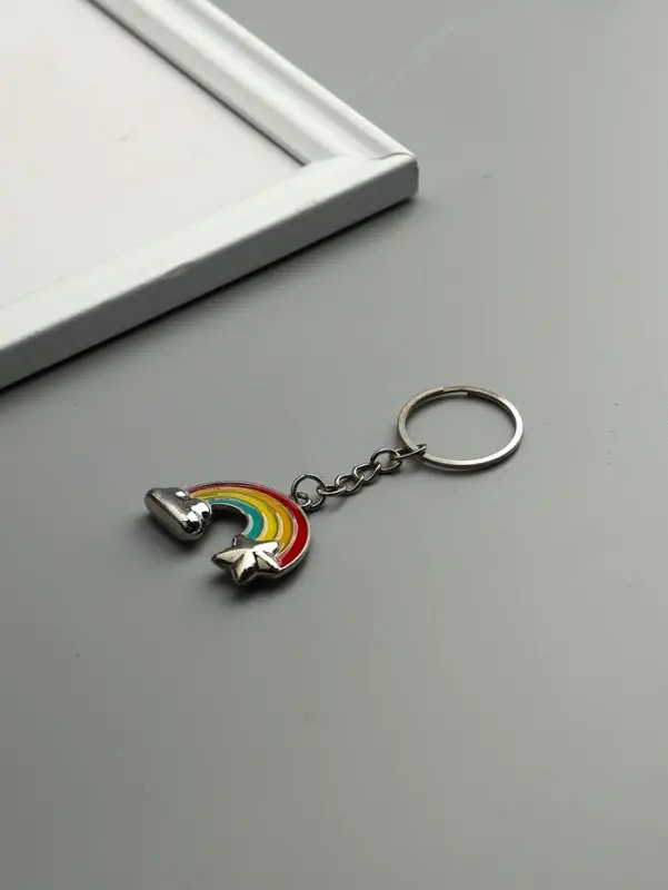 Брелок металл, эмаль "Радуга с облаком и звездой" 3х3,9х0,5 см