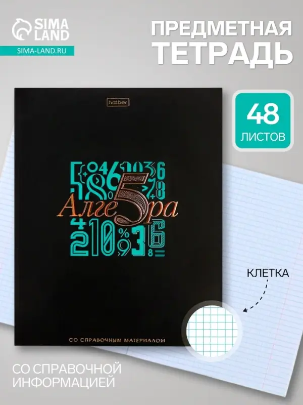 Предметная тетрадь по алгебре Hatber &laquo;Салют предметов&raquo;, 48 листов, в клетку, со справочным материалом, обложка из мелованного картона