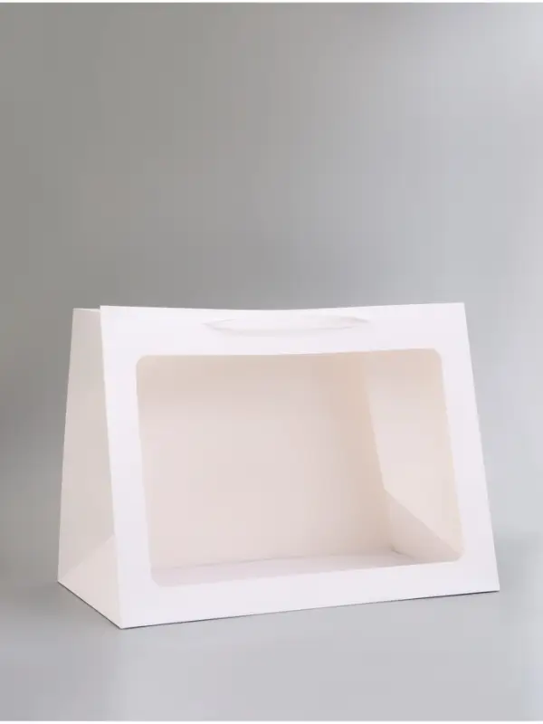 Пакет подарочный с окном, белый, 60&times;45&times;35 см