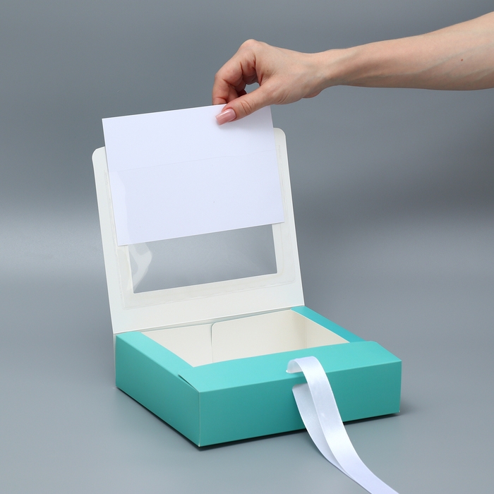 Коробка-фоторамка подарочная складная, упаковка, «Тиффани», 20 х 18 х 5 см Коробка-фоторамка подарочная складная, упаковка, «Тиффани», 20 х 18 х 5 см