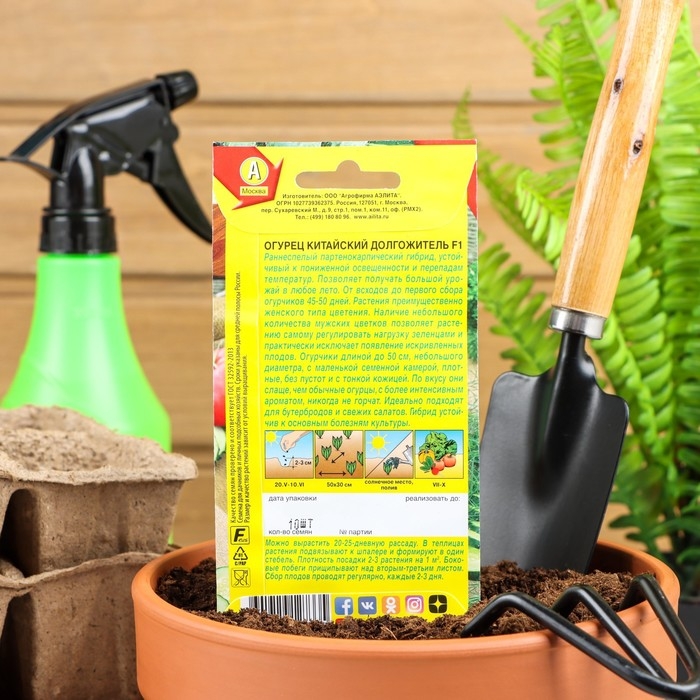 Семена Огурец  Семена Огурец "Китайский долгожитель" F1 партенокарпический, 10 шт