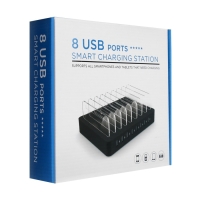 Зарядная станция X6, 8 USB, 2.4 А, 96 W, с раздельным хранением устройств, чёрная