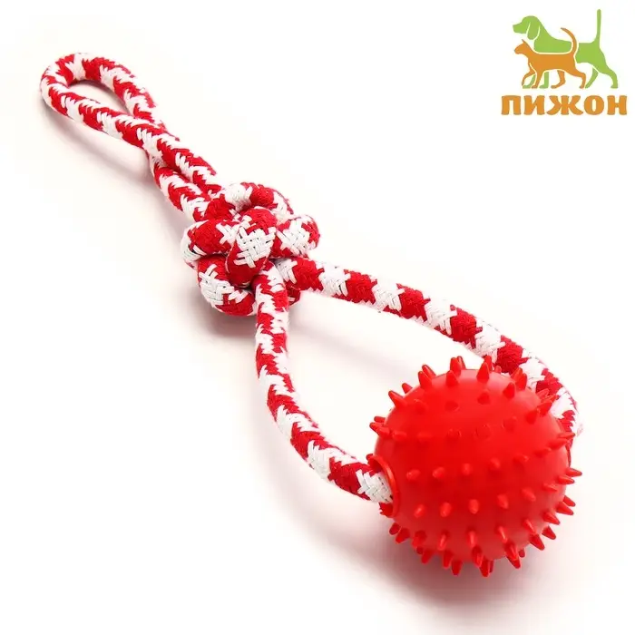 Игрушка канатная &laquo;Узел с массажным шариком&raquo;, до 31 см, до 65 г, цвет МИКС