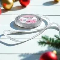 Лента парчовая, 6 мм, 23&plusmn;1 м, цвет серебряный