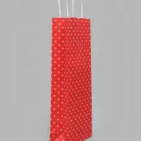 Пакет под бутылку бумажный &laquo;Горох на красном&raquo;, 15&times;39&times;8 см, 80 г/м&sup2;