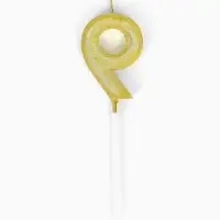 Свеча для торта &laquo;Элемент&raquo;, цифра "9" золотая