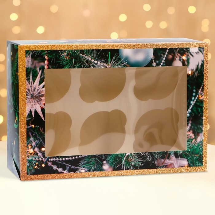 Новый год. Коробка для 6 капкейков с окном  Новый год. Коробка для 6 капкейков с окном "Сладких моментов", 25 х 17 х 10 см, упаковка