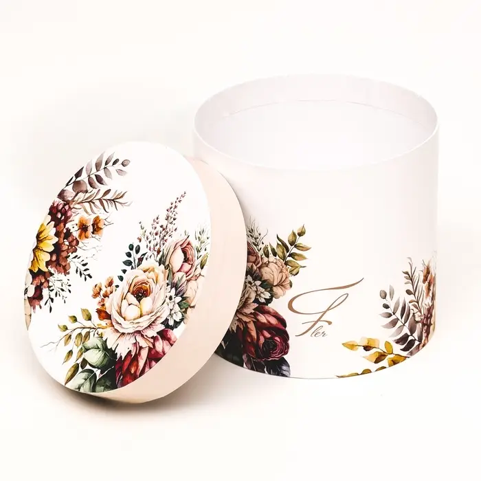 Набор шляпных коробок 5 в 1 &laquo;Пёстрые цветы&raquo;, 22&times;19.5, 14&times;13 см