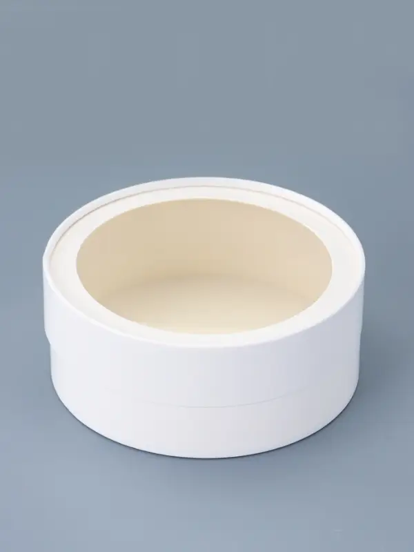 Коробка подарочная круглая с окном, завальцованная, белая, 15&times;6 см