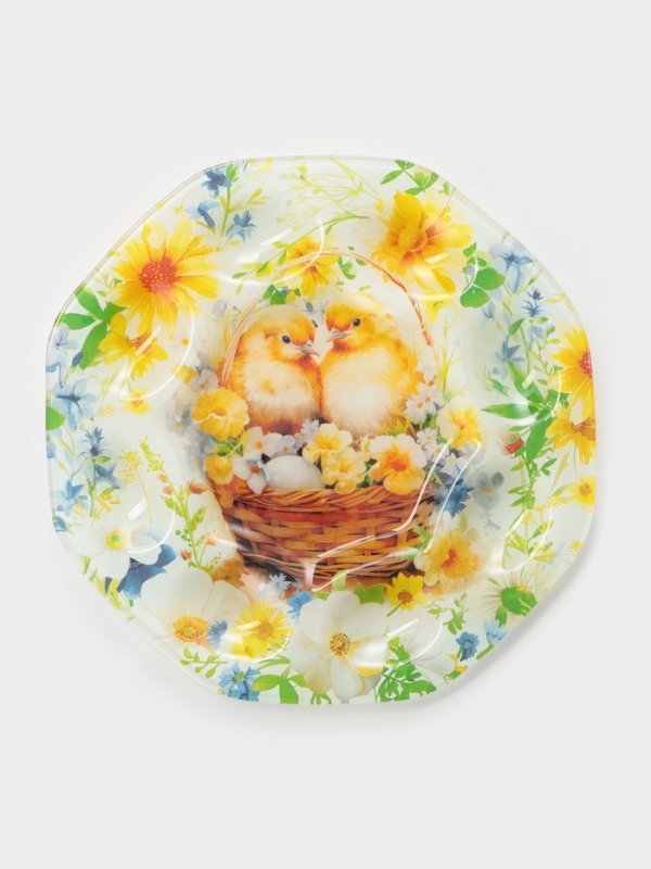 Подставка для яиц 8 ячеек  Подставка для яиц 8 ячеек "Пасха. Цыплята в корзинке", 22х22х1 см