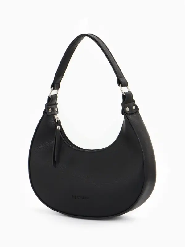 Сумка женская багет TEXTURA на молнии, 28&times;6.5&times;15 см, чёрная