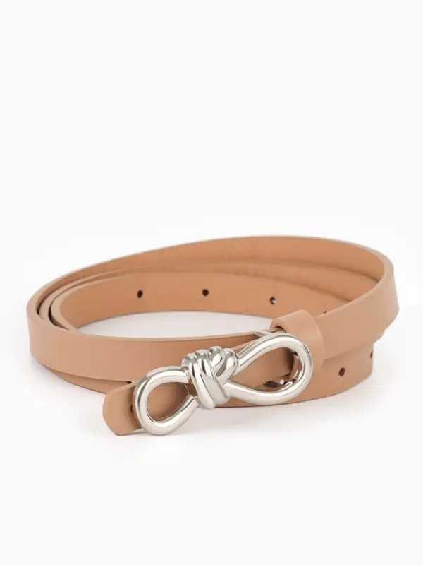 Ремень женский &laquo;Бант&raquo;, серебристая пряжка, 1.5&times;110 см, гвоздик, бежевый