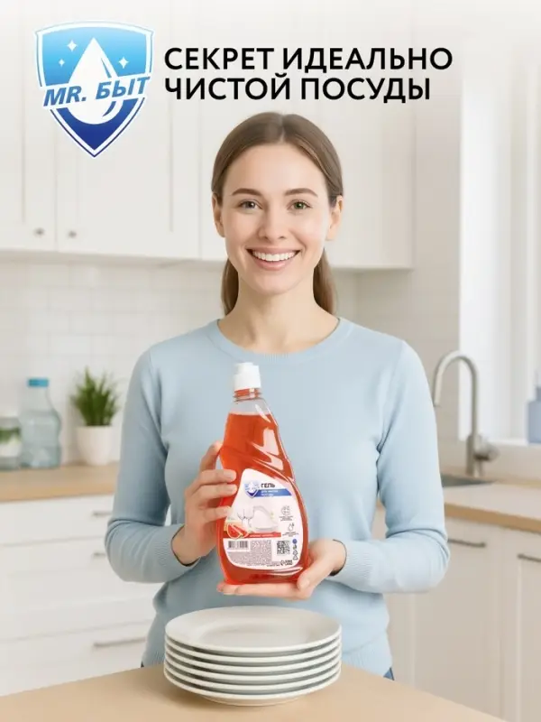 Гель для мытья посуды, 500 мл, аромат арбуз, Mr.Быт