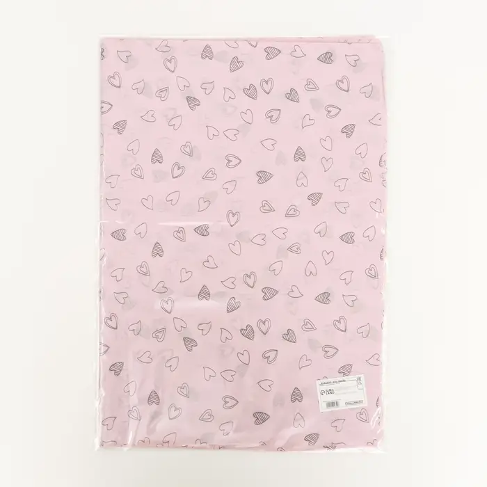 Бумага упаковочная тишью, «Сердечки», 50 см × 70 см 17 грамм, розовая
